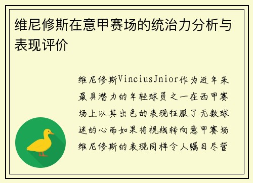 维尼修斯在意甲赛场的统治力分析与表现评价